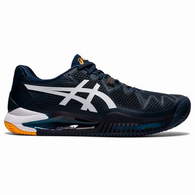 Asics Gel-Resolution 8 Clay - Miesten Tenniskengät - Sininen/Valkoinen